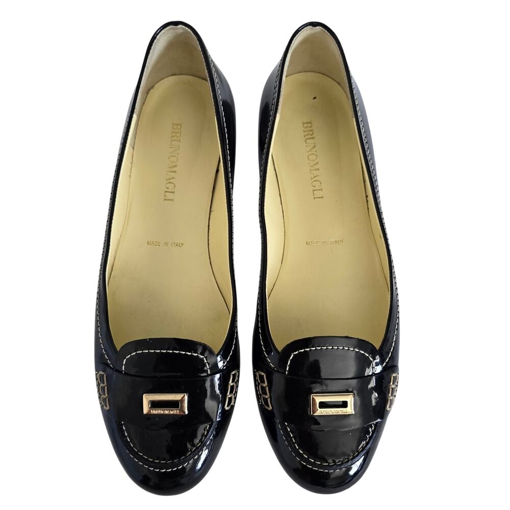 *NWOT Bruno Magli Womens Flat Shoes Loafer Patent Leather Black-40 US 8.5 Italy
